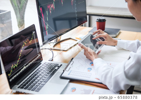 Businesswoman working with computer, laptop, Businesswoman working with computer, laptop, 65880378