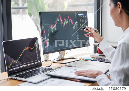 Businesswoman working with computer, laptop, Businesswoman working with computer, laptop, 65880379