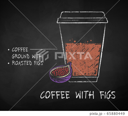 Chalk drawn sketch of Coffee with Figs recipe Chalk drawn sketch of Coffee with Figs recipe 65880449