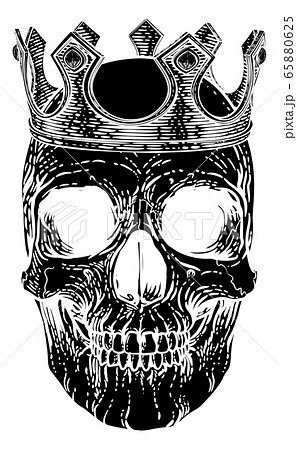 Skull Human Skeleton King Wearing Royal Crown Stock Illustration