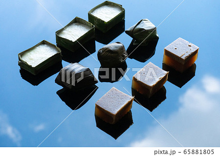 Malaysian food. chocolate jelly, kuih koci, and 65881805