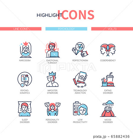Psychology concept - line design style icons set 65882436