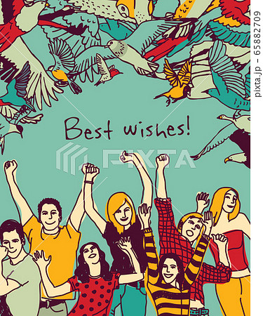 Best wishes happy people color card 65882709
