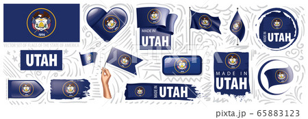 Vector set of flags of the American state of Utah in different designs 65883123