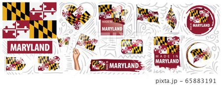 Vector set of flags of the American state of Maryland in different designs Vector set of flags of the American state of Maryland in different designs 65883191