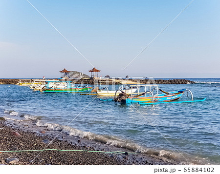 View of boat on Candidasa beach in Bali View of boat on Candidasa beach in Bali 65884102