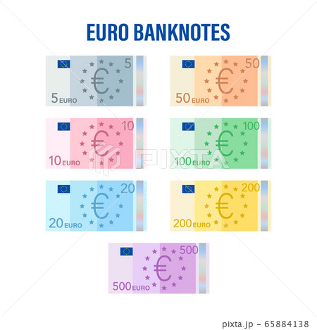 Euro money banknotes. Flat euro for paper money. Business concept. Vector stock illustration. 65884138