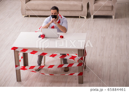 Young man in love during pandemic disease Young man in love during pandemic disease 65884461