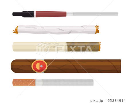 Smoking cigarette and cigar set isolated on white 65884914