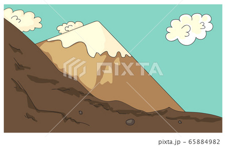 Cartoon mountains rock valley cliff in highlands 65884982