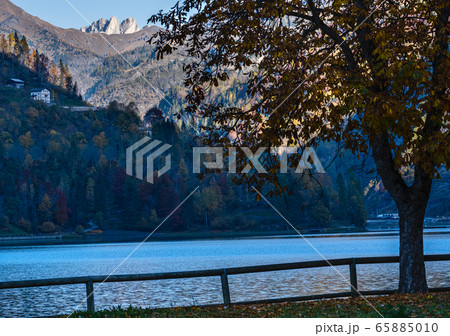 Autumn morning alpine Dolomites mountain lake 65885010