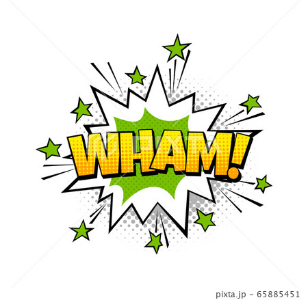Speech bubble Wham. Vector pop art balloon with effect of bang boom or explosion from art comic book 65885451