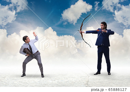 Business competition concept with businessman and bow 65886127