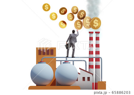 Businessman in carbon tax concept 65886203