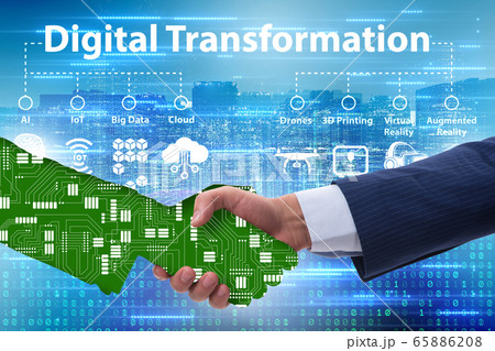 Digital transformation concept with handshake 65886208