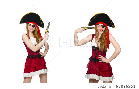 Woman pirate isolated on white Woman pirate isolated on white 65886551