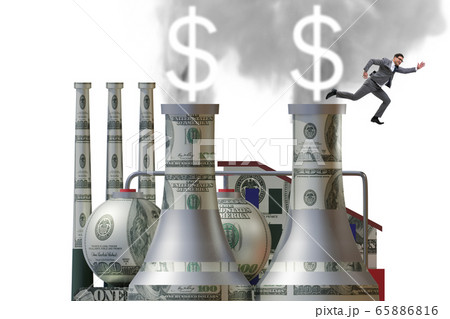 Businessman in carbon tax concept 65886816