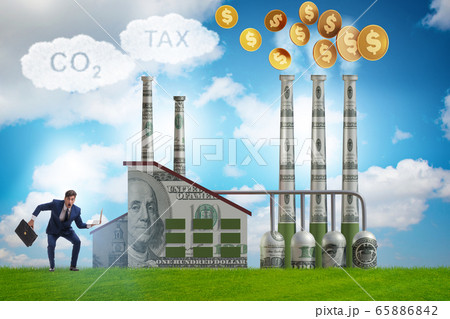 Businessman in carbon tax concept 65886842