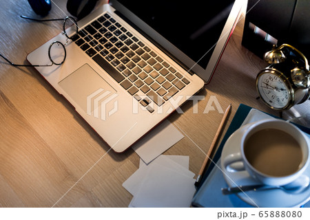 Home working place with computer lap top, coffee 65888080