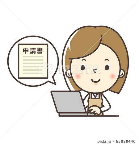 人物：女性 オンライン申請をする女性 65888440