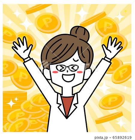 ポイントをプレゼントされて喜ぶ人のイラスト素材