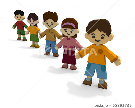 5人の子供 笑う人物 3dイラストのイラスト素材