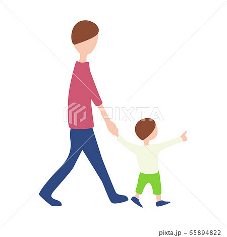手をつないで歩いている親子のイラスト のイラスト素材 6542