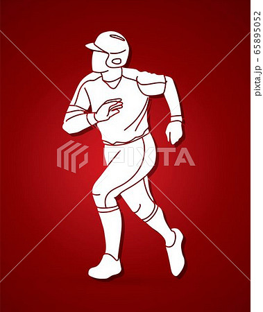 Baseball player action cartoon sport graphic - Stock