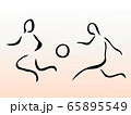 サッカー　ボールを蹴る　運動　線画　ベクター 65895549