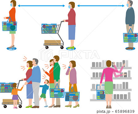 ウイルス感染予防。スーパーマーケットのソーシャルディスタンス 65896839