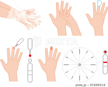 指先の採血による検査のイラスト素材