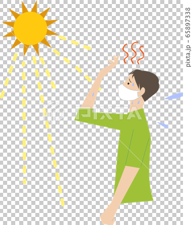 夏にマスクが蒸れるイラストベクターのイラスト素材