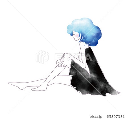 座っている女性のイラスト 座っている女性のイラスト 65897381