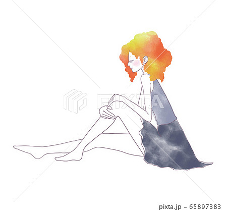 座っている女性のイラスト 座っている女性のイラスト 65897383