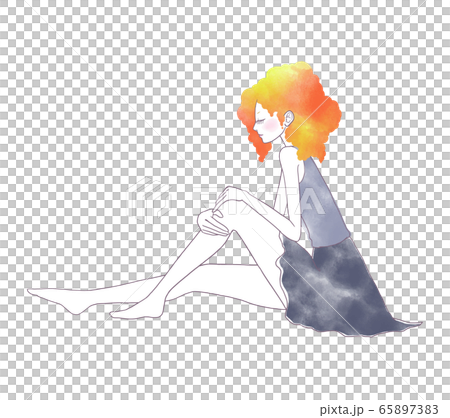 座っている女性のイラスト 座っている女性のイラスト 65897383