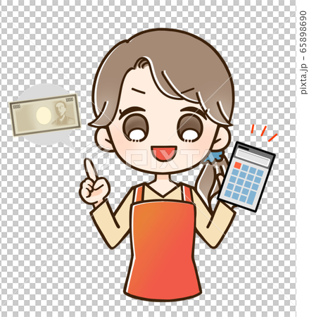 指差し主婦 電卓とお金 指差し主婦 電卓とお金 65898690