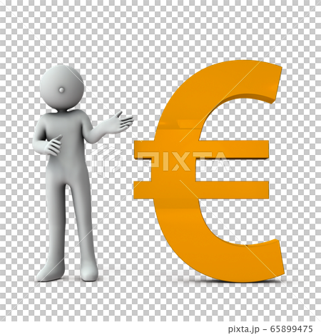 Investor image, white background, 3D rendering that makes money in the euro 65899475