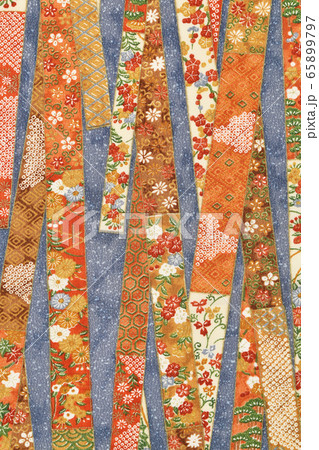 きもの、反物、ちりめん、小紋柄きもの生地イメージ 65899797
