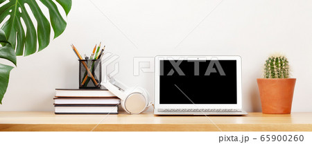 Stylish home studio workspace with laptop, 65900260
