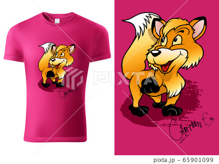 T-shirt Design with Cartoon Fox 65901099