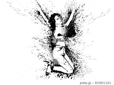 Dancing Girl with Ink Stains and Splashes 65901101