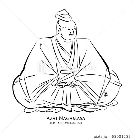 浅井 長政（1545 – 1573）　歴史上の人物　線画イラスト 65901255