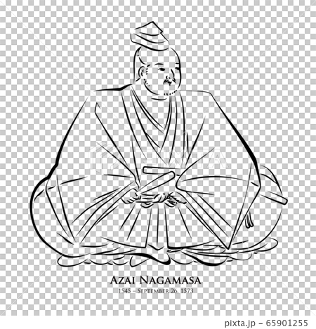 浅井 長政（1545 – 1573）　歴史上の人物　線画イラスト 65901255