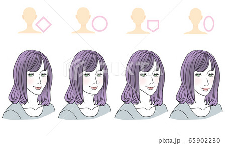 顔型別ヘアスタイルのイラスト素材