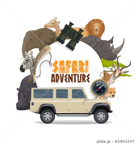 African Safari Hunting Sport And Animals Of Africaのイラスト素材