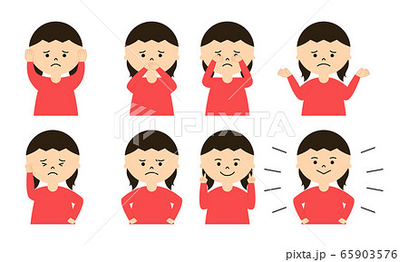 女の子 表情セット 長袖のイラスト素材