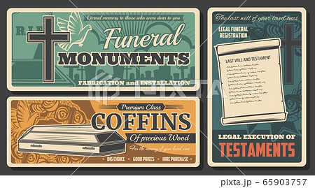 Coffin, monument and testament of funeral service 65903757
