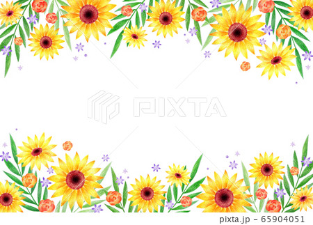 ひまわり 背景 夏イメージ 横のイラスト素材