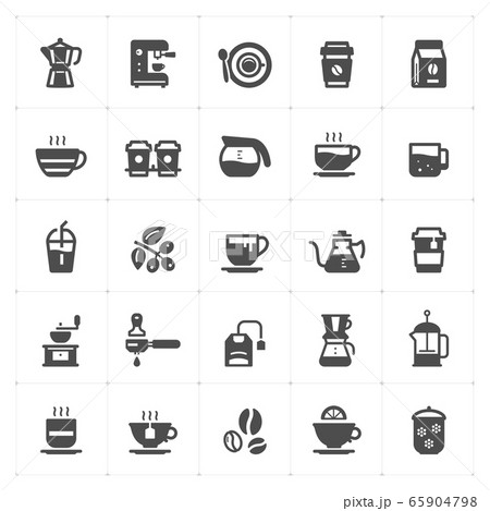 Icon set - coffee and tea filled style vector illustration on white background 65904798