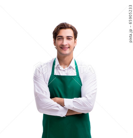 Young waiter isolated on white background 65905233